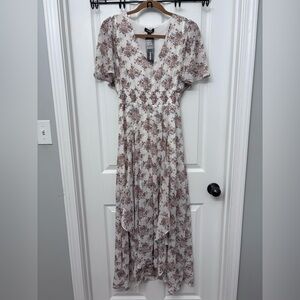 Cream Floral High-Low Maxi Dress | Express S